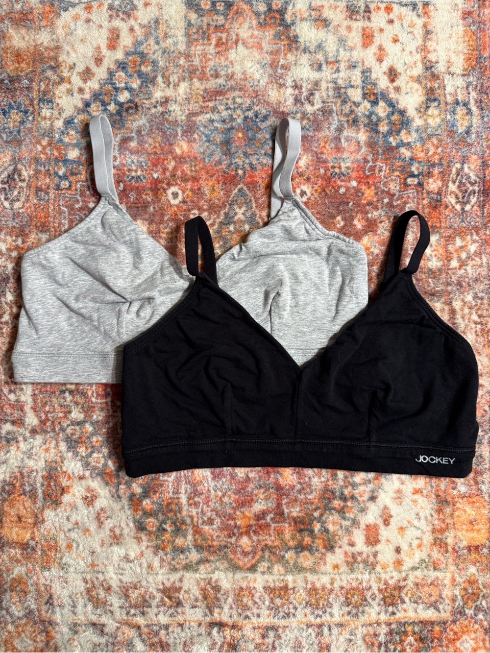 SET of Two Jockey Seamfree Bralettes Gray & Black Size Large NWOT